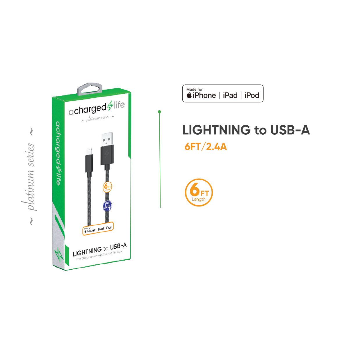 Charging Cable Lightning 6Ft (MFI) Black