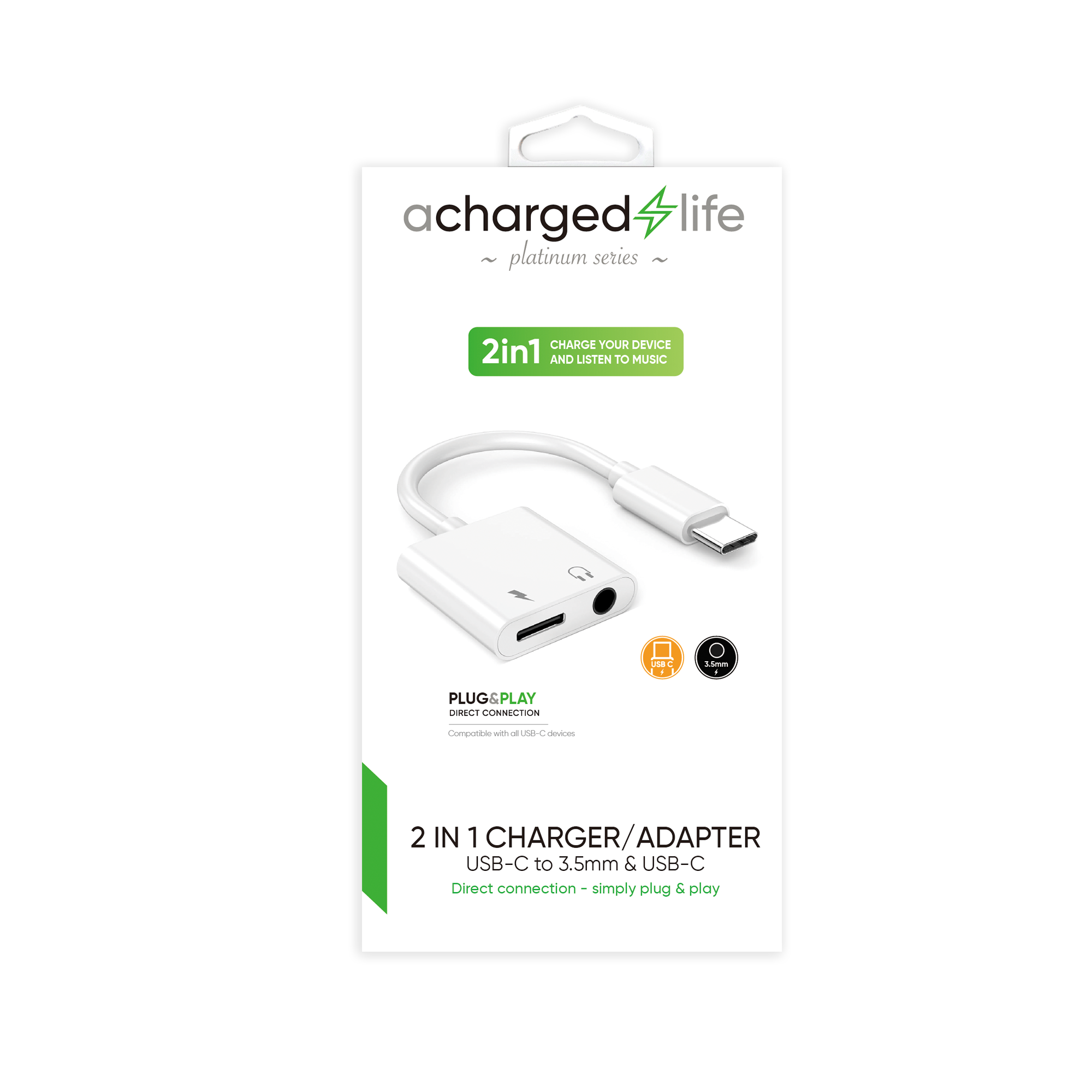 CL115 - A Charged Life Adapter Audio USB-C to 3.5mm & USB-C