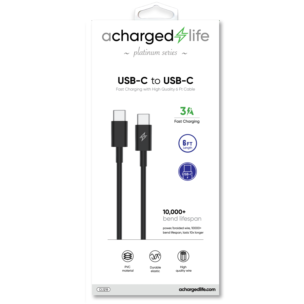 Charging Cable USB-C to USB-C Black 6Ft