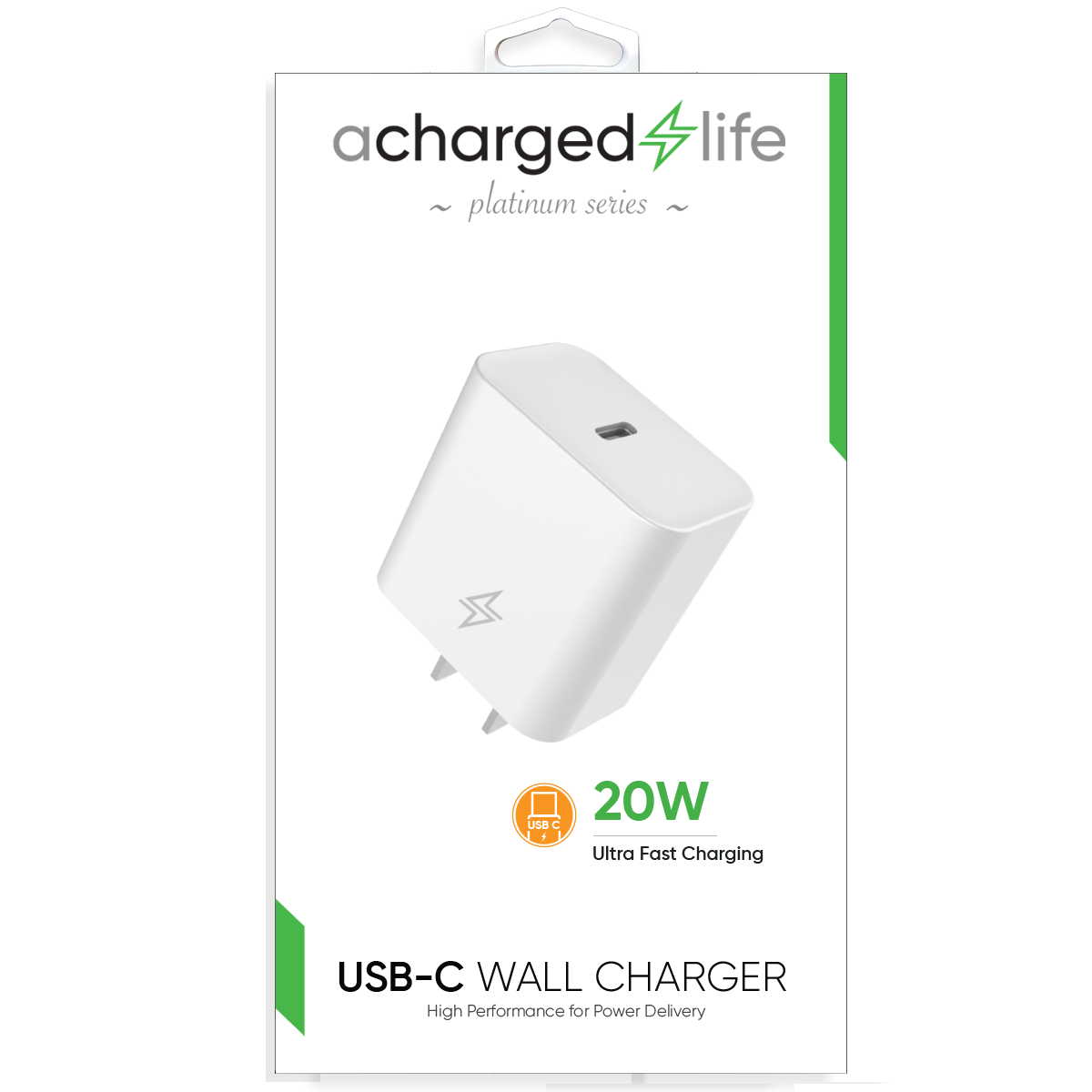 CL202 - A Charged Life Wall Charger 20W Single USB-C Port White