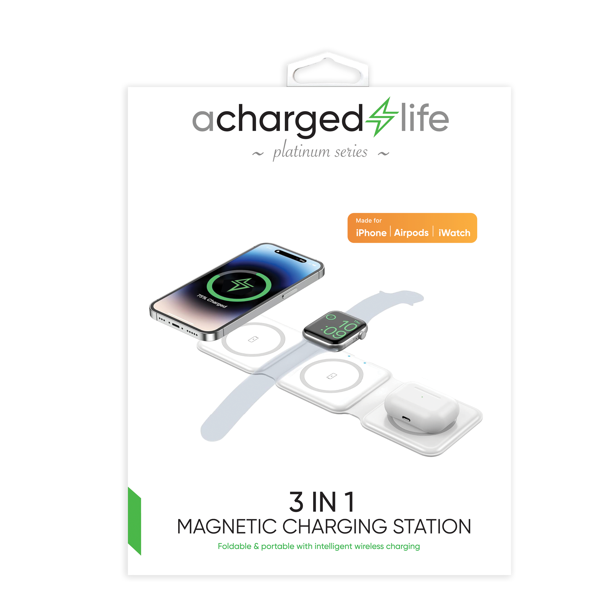 CL210 - A Charged Life iPhone, iWatch, EarPods Tri-fold Charger