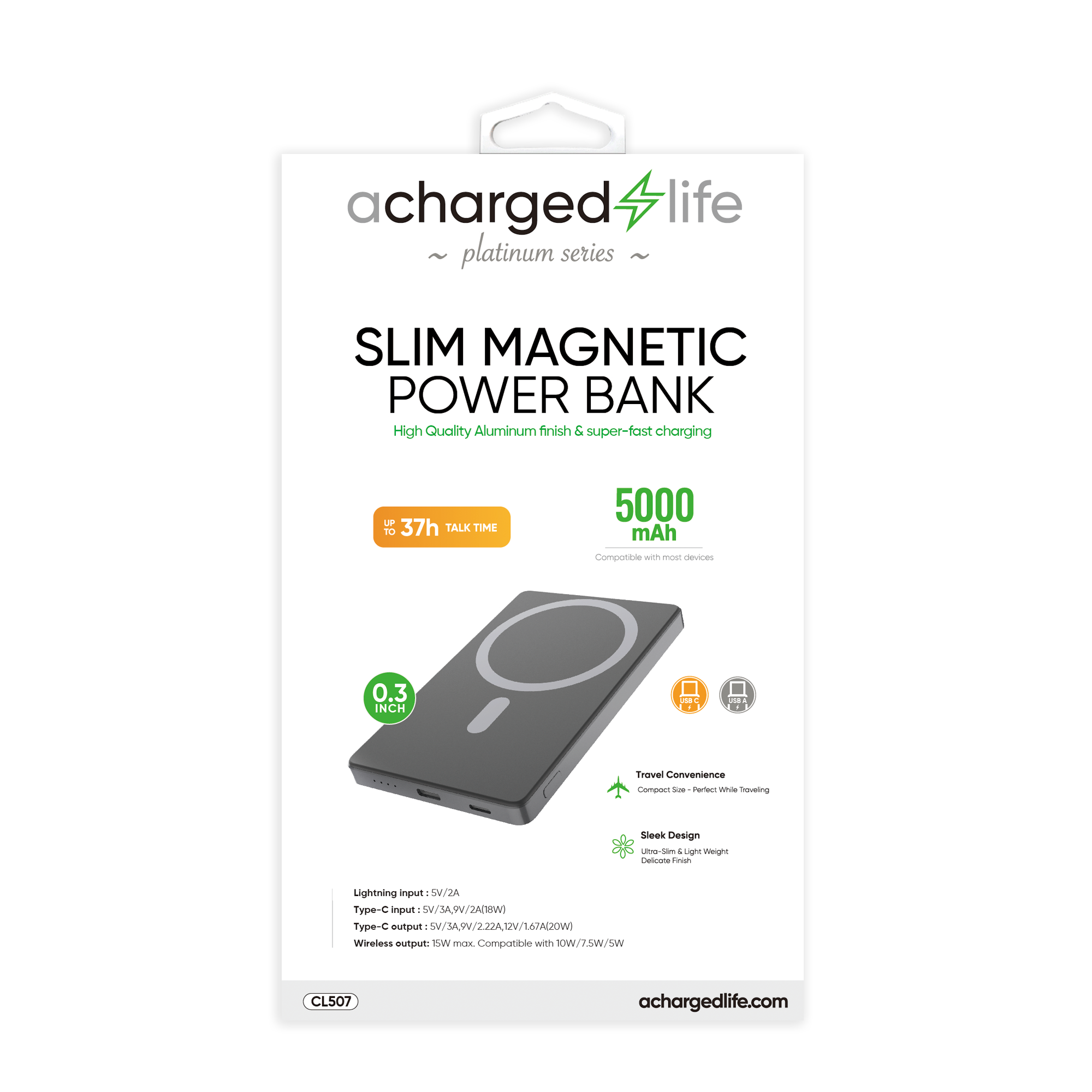 Power Bank 5000mAh Magnetic - Aluminum Slim