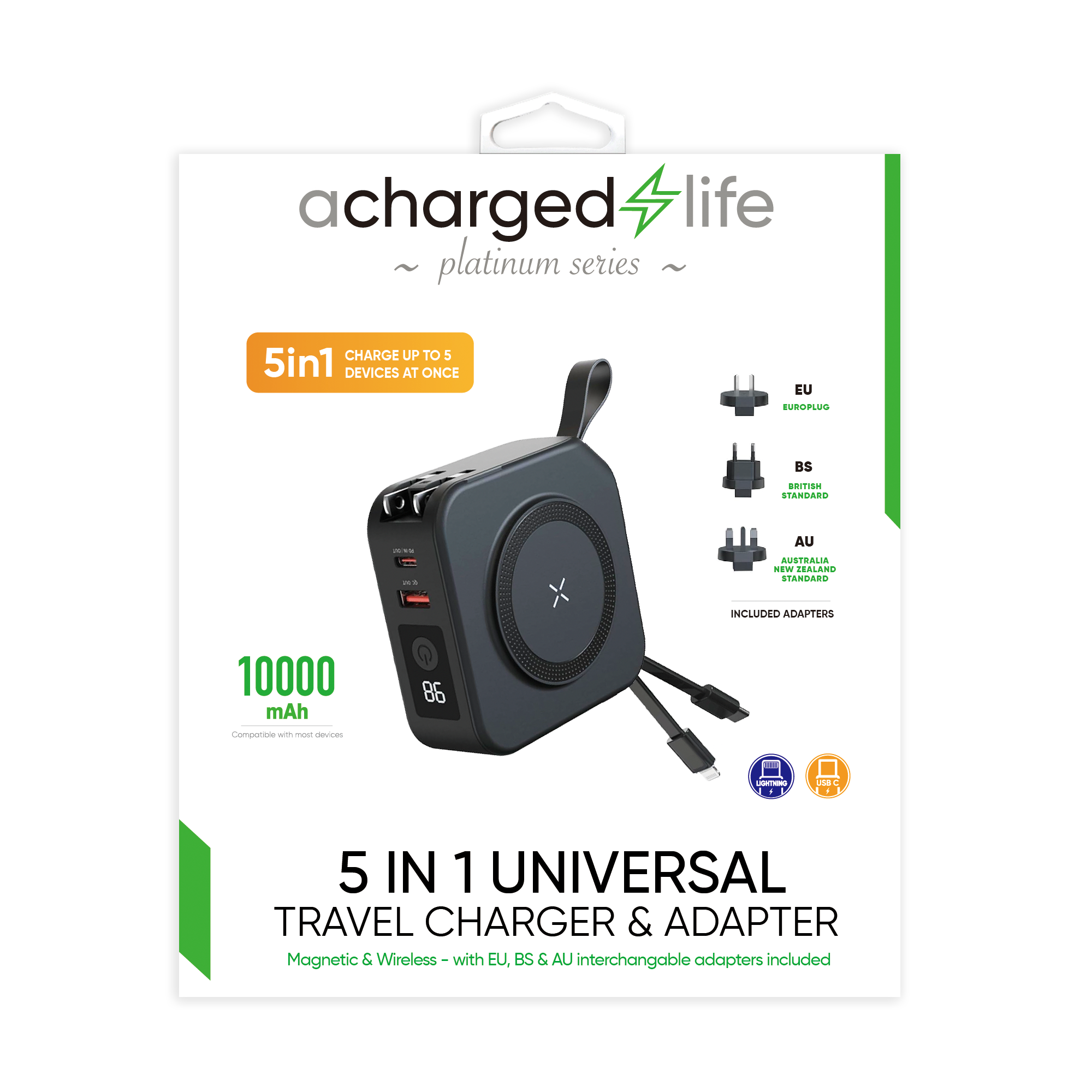 CL508 - A Charged Life Power Bank 10000mAh & 5 in 1 Adapter