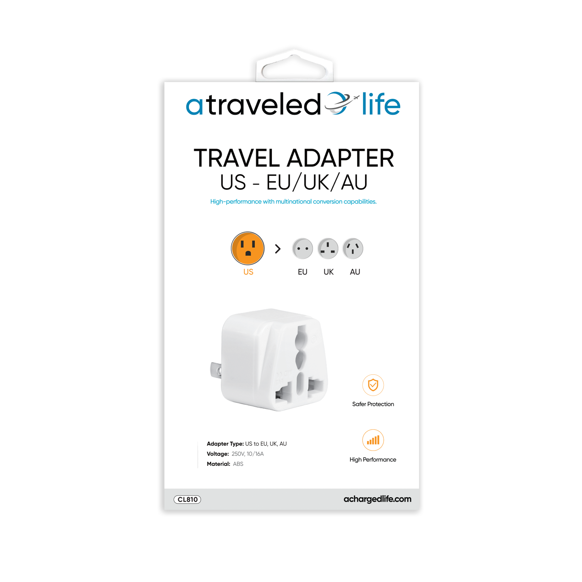 CL810 - A Traveled Life US to EU/UK/AU Plug