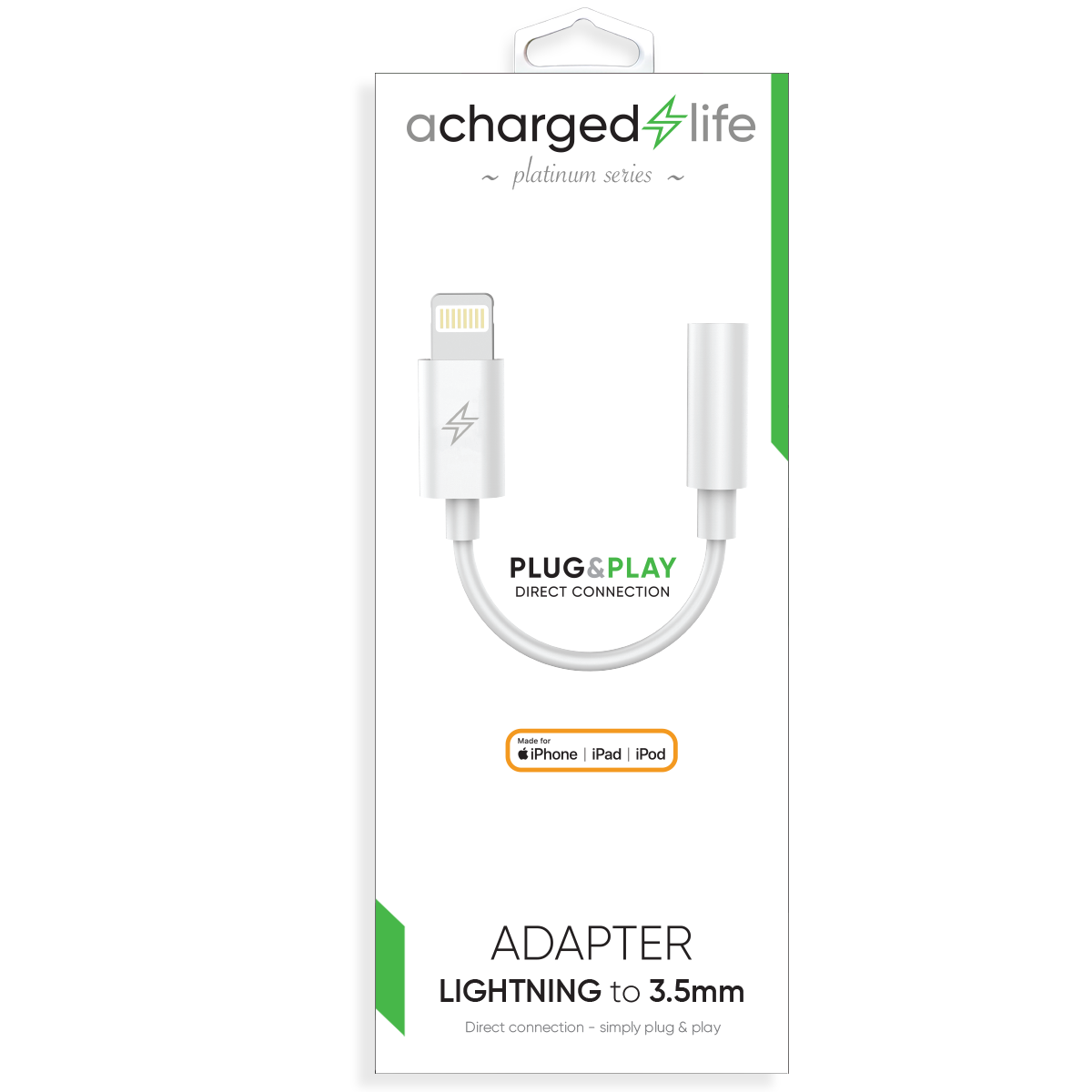 CL111 - Lightning to 3.5mm Audio Adapter White (PLATINUM SERIES)