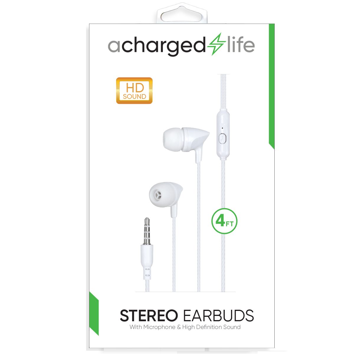 CL301 - Stereo Earbuds w/Built-in Mic 4Ft White