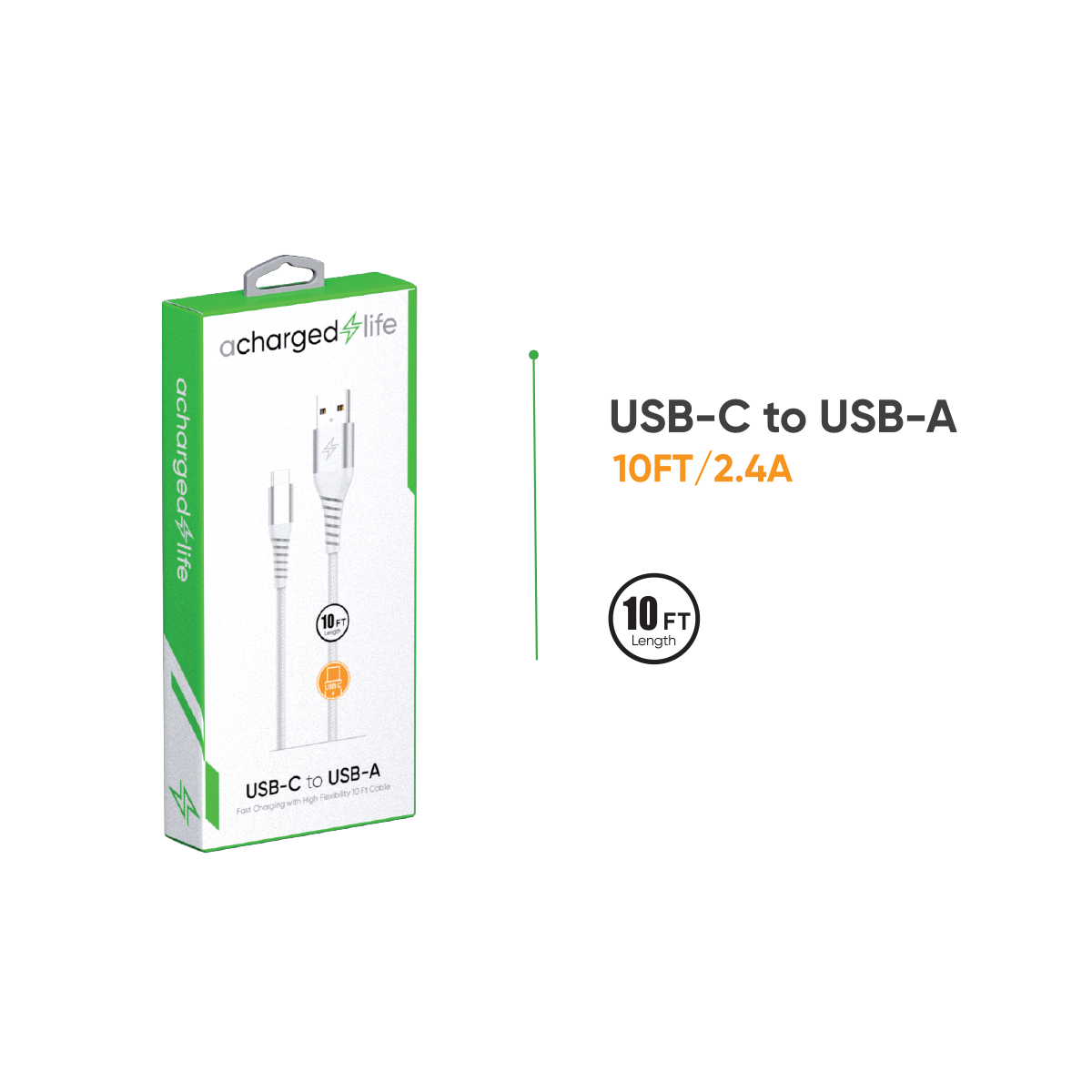 Charging Cable USB-C 10Ft White