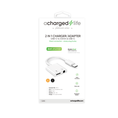 CL115 - A Charged Life Adapter Audio USB-C to 3.5mm &amp; USB-C