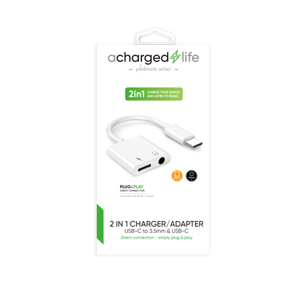 CL115 - A Charged Life Adapter Audio USB-C to 3.5mm &amp; USB-C