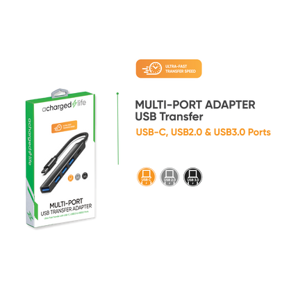 CL150 - A Charged Life Adapter Multi Hub USB-C (3x USB 2.0, 1x USB 3.0, 1x USB-C)