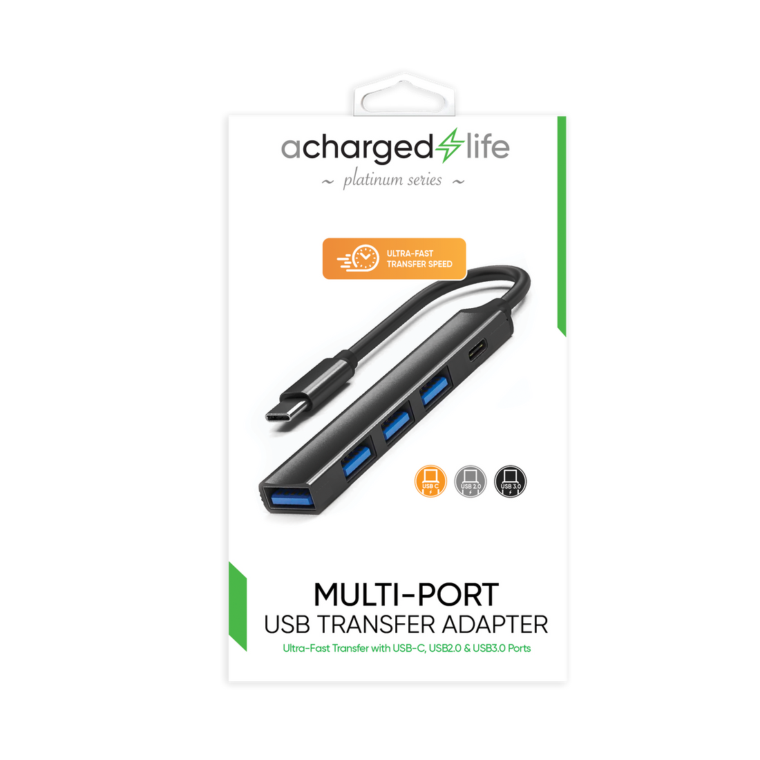 CL150 - A Charged Life Adapter Multi Hub USB-C (3x USB 2.0, 1x USB 3.0, 1x USB-C)