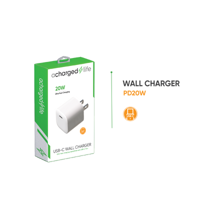 CL202 - A Charged Life Wall Charger 20W Single USB-C Port White