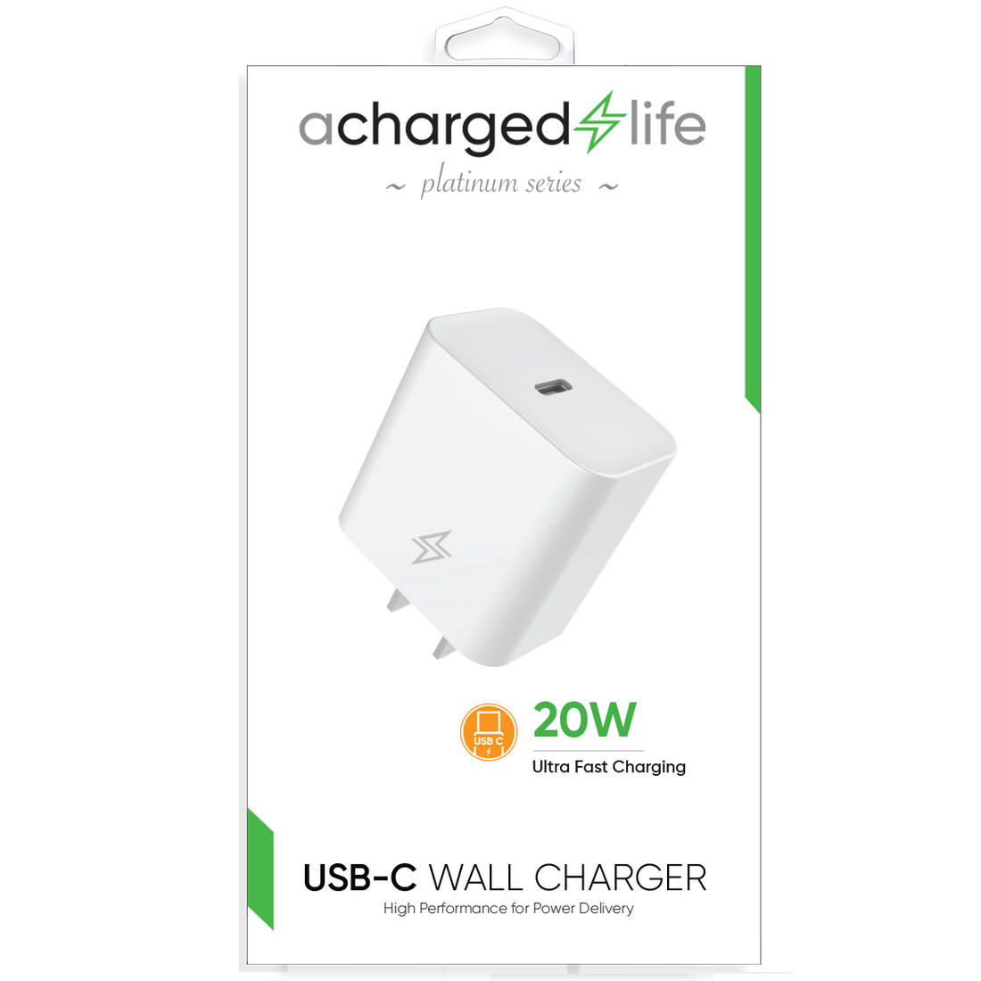 CL202 - A Charged Life Wall Charger 20W Single USB-C Port White