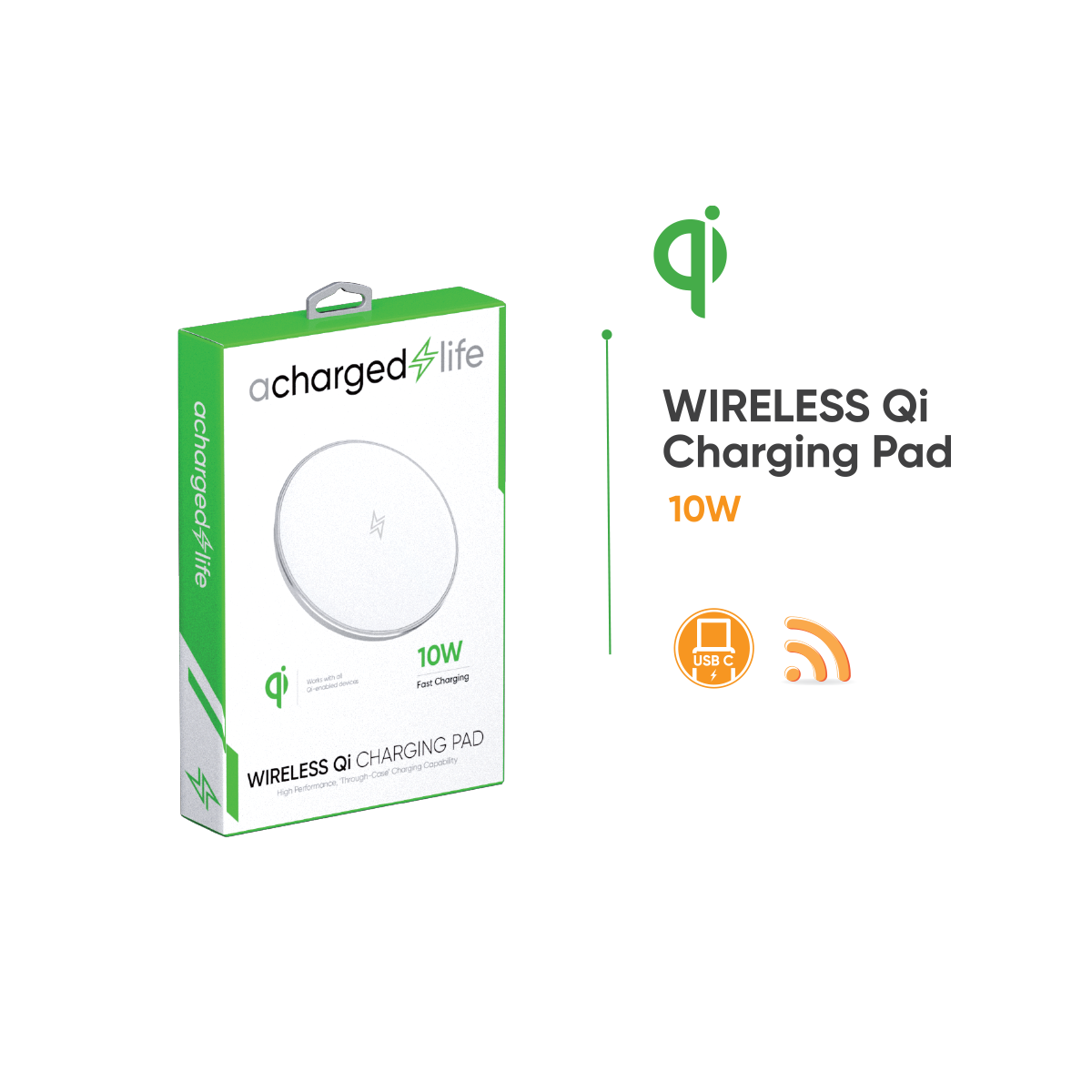 CL207 - A Charged Life Qi Charger 10W Silver/White