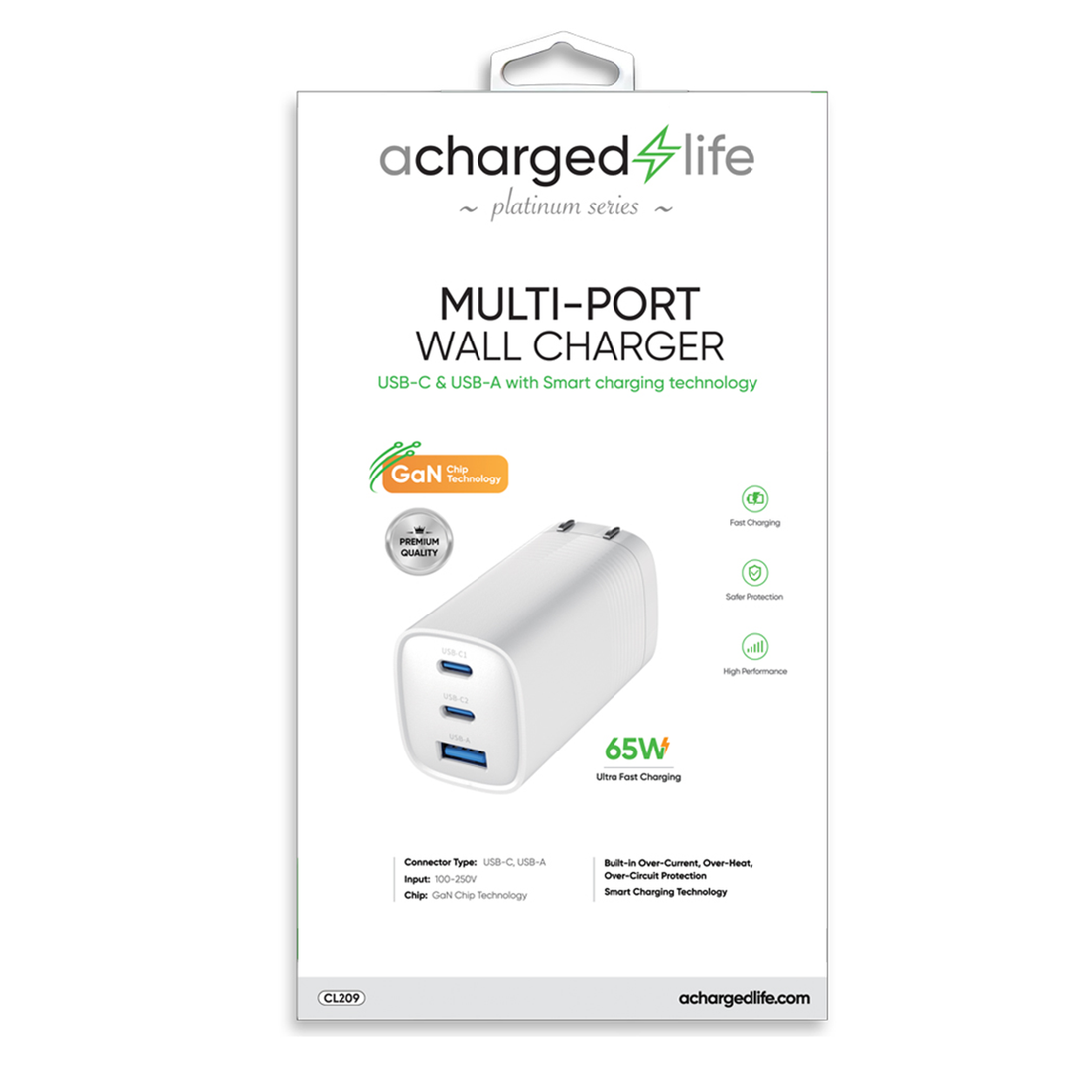 CL209 - A Charged Life Wall Charger 65W Multi Port