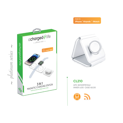 CL210 - A Charged Life iPhone, iWatch, EarPods Tri-fold Charger