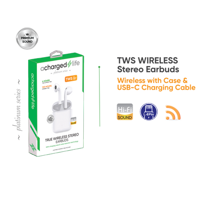 CL302 - A Charged Life TWS Water-Resistant Earphones White
