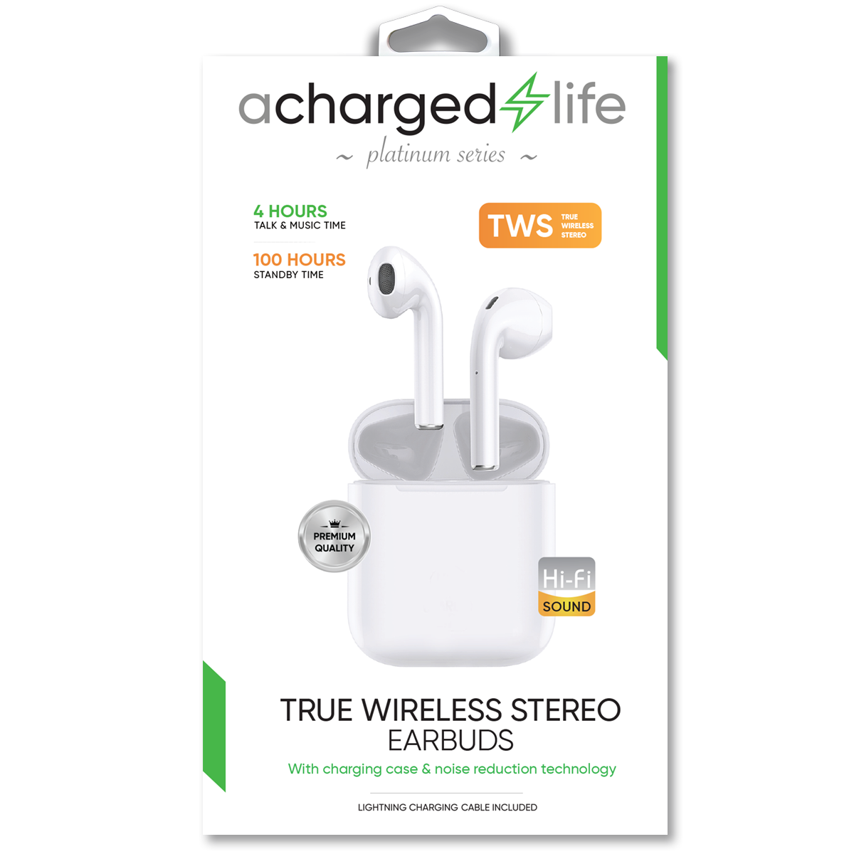 TWS Water-Resistant Earphones White