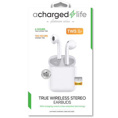 CL302 - A Charged Life TWS Water-Resistant Earphones White