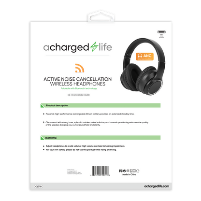 CL310 - A Charged Life Headphones Stereo Wireless - Black ANC (Bose Type)