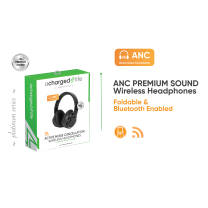 CL310 - A Charged Life Headphones Stereo Wireless - Black ANC (Bose Type)