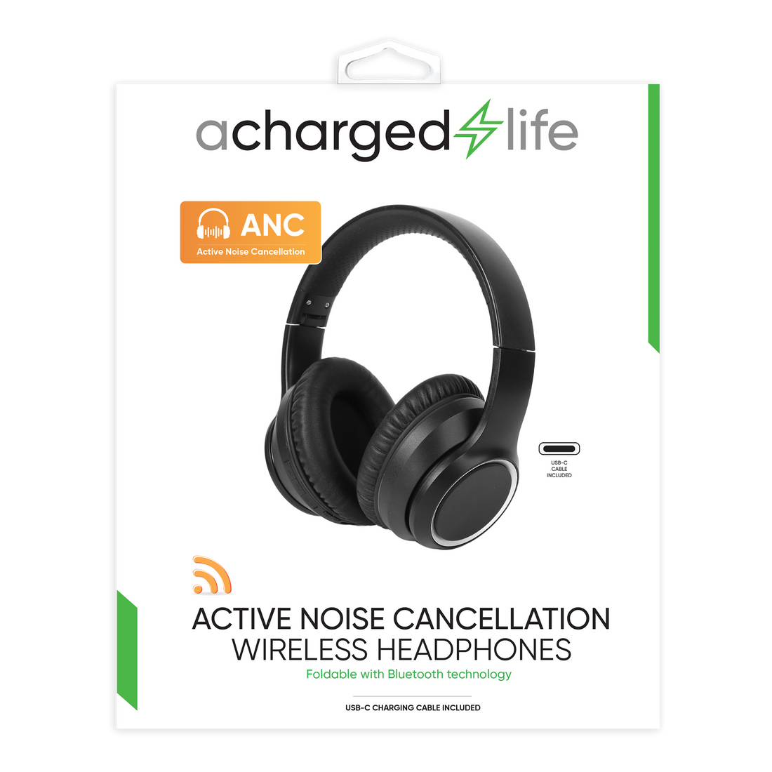 CL310 - A Charged Life Headphones Stereo Wireless - Black ANC (Bose Type)