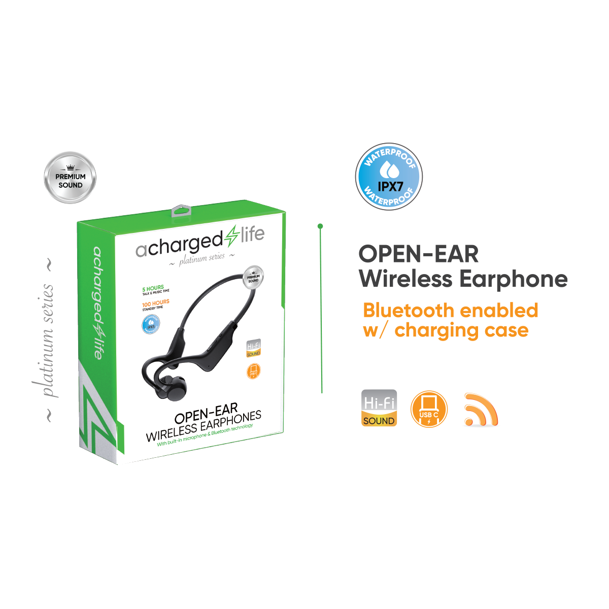 CL311 - A Charged Life Waterproof Wireless Bluetooth (Bone Conducting) IPX5