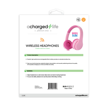 CL316 - A Charged Life Headphones Stereo Wireless Kids - Pink