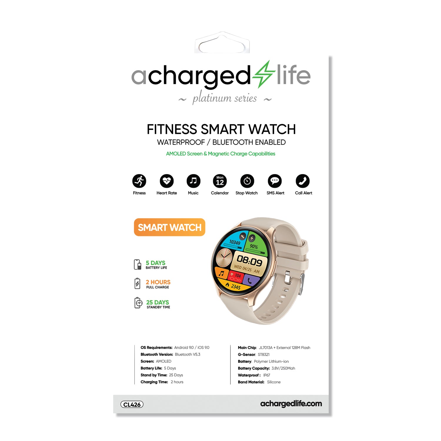 Fitness Smart Watch - with AMOLED Display (IVORY)