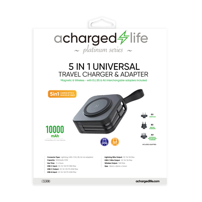 CL508 - A Charged Life Power Bank 10000mAh &amp; 5 in 1 Adapter
