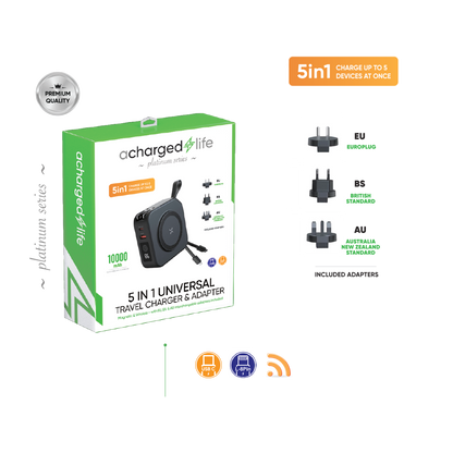 CL508 - A Charged Life Power Bank 10000mAh &amp; 5 in 1 Adapter