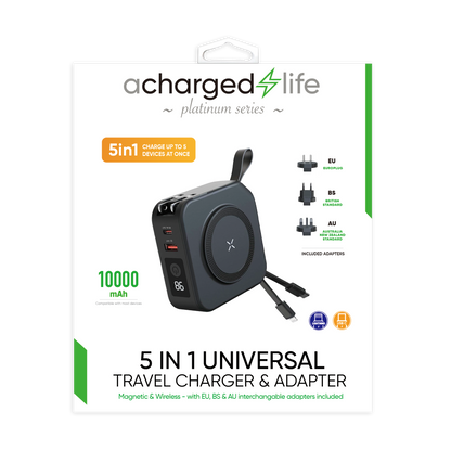 CL508 - A Charged Life Power Bank 10000mAh &amp; 5 in 1 Adapter
