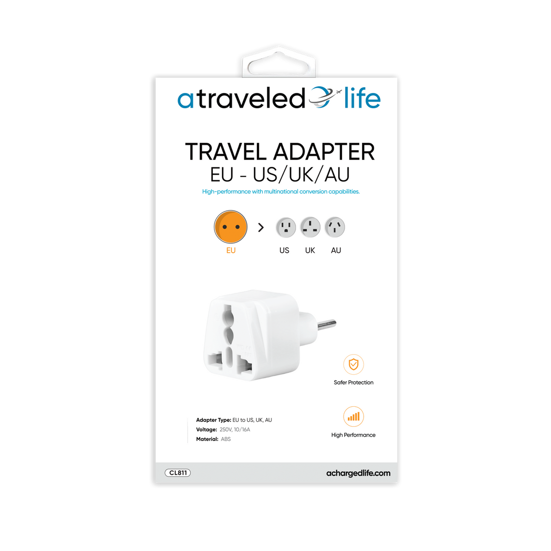 CL811 - A Traveled Life EU to US /UK/AU Plug