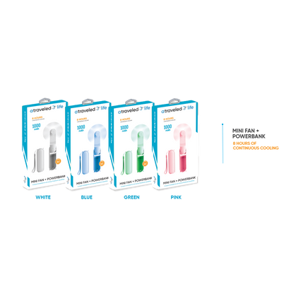 CL900 - A Traveled Life Fan Mini Foldable USB-C (Asst. Colors - Blue, Green, Pink, White)