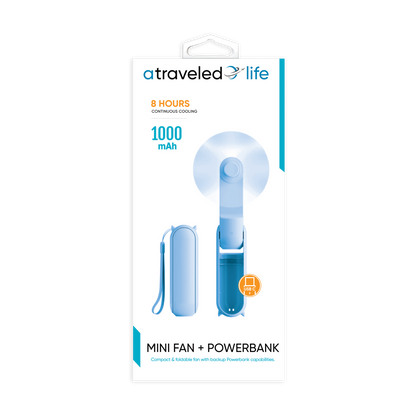 CL900 - A Traveled Life Fan Mini Foldable USB-C (Asst. Colors - Blue, Green, Pink, White)