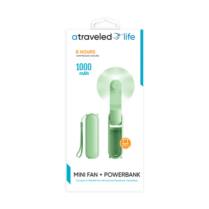 CL900 - A Traveled Life Fan Mini Foldable USB-C (Asst. Colors - Blue, Green, Pink, White)