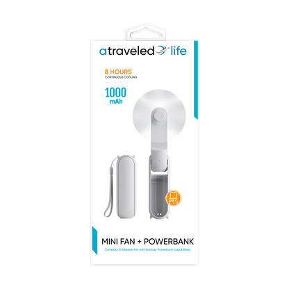 CL900 - A Traveled Life Fan Mini Foldable USB-C (Asst. Colors - Blue, Green, Pink, White)
