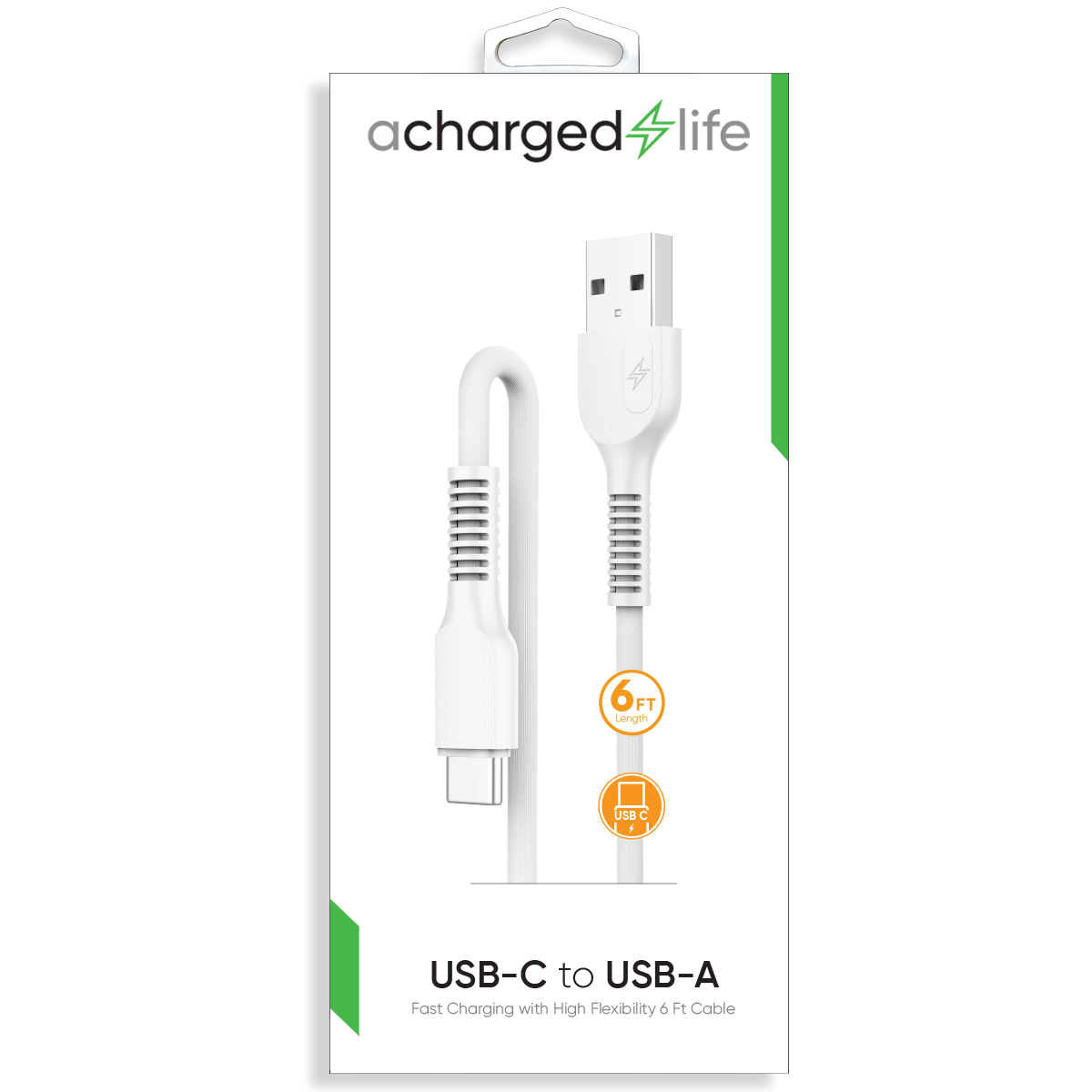 CL102 - Fast Charging Cable USB-C 6Ft White