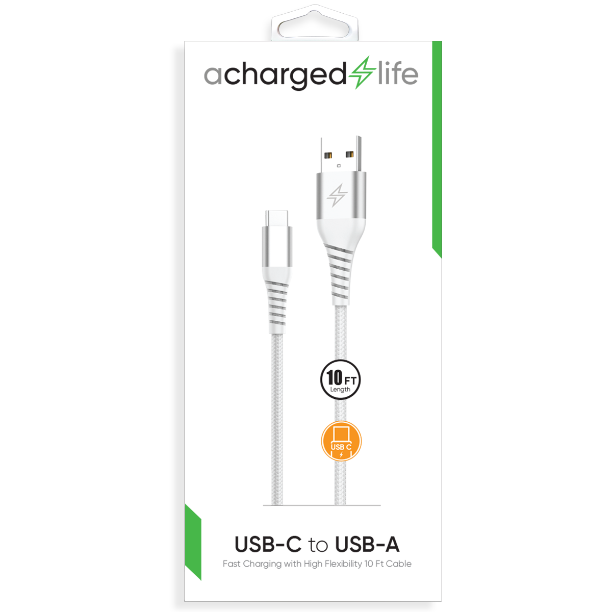 CL107 - Fast Charging Cable USB-C 10Ft White