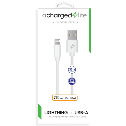 CL108 - Charging Cable Lightning 3.3Ft (MFI) White (PLATINUM SERIES)