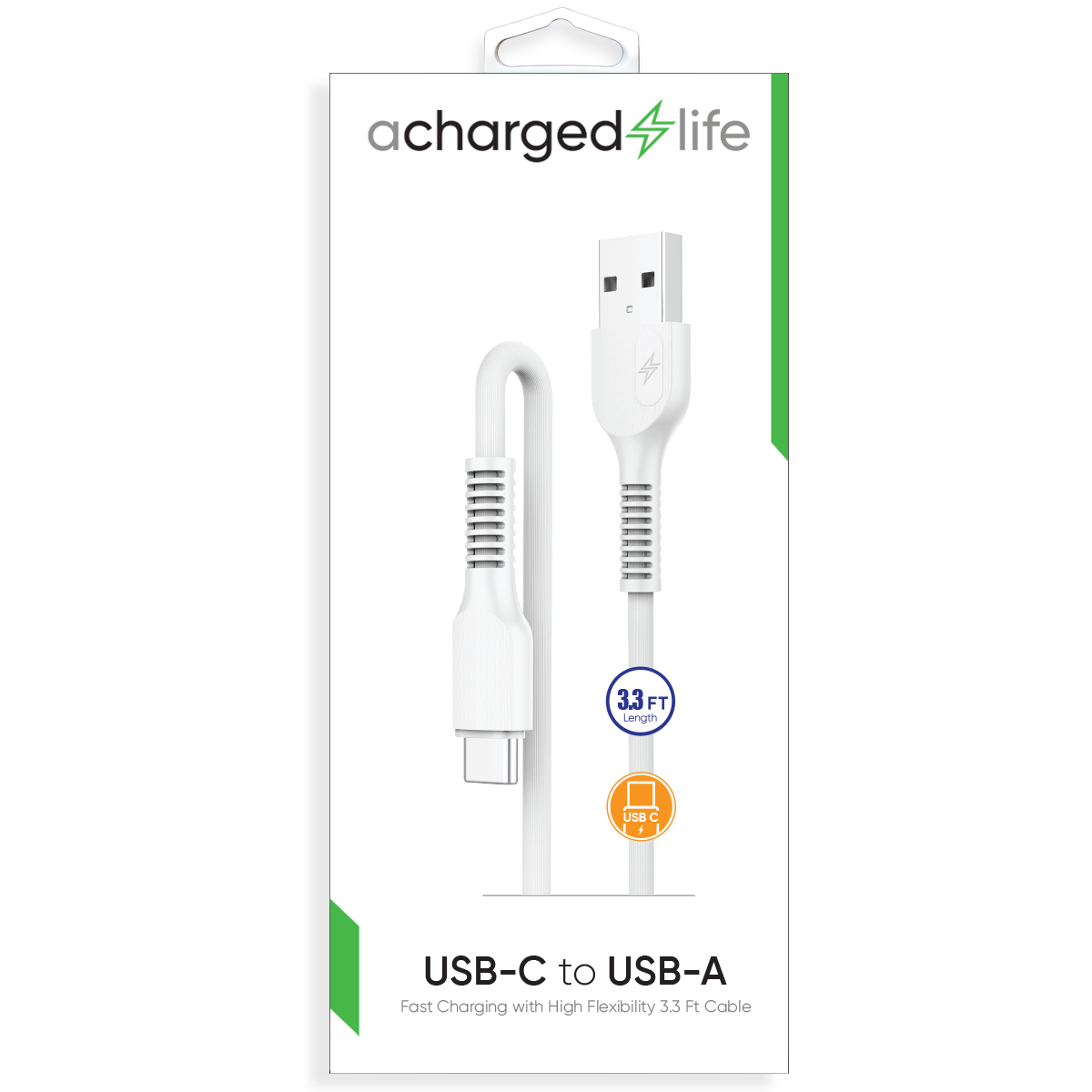 CL109 - Fast Charging Cable USB-C 3.3Ft White
