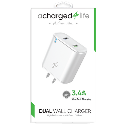 CL201 - High-Performance Wall Charger 3.4A Dual USB-A Port White