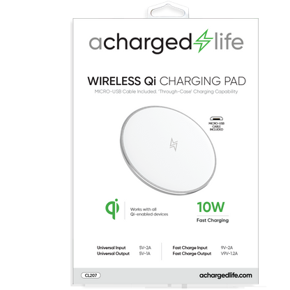 CL207 - Qi Charger 10W Silver/White with Micro-USB Cable