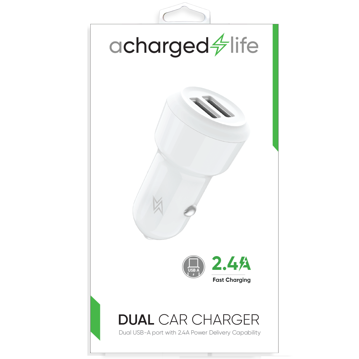 CL208 - Car Charger 2.4A Dual USB-A Port White