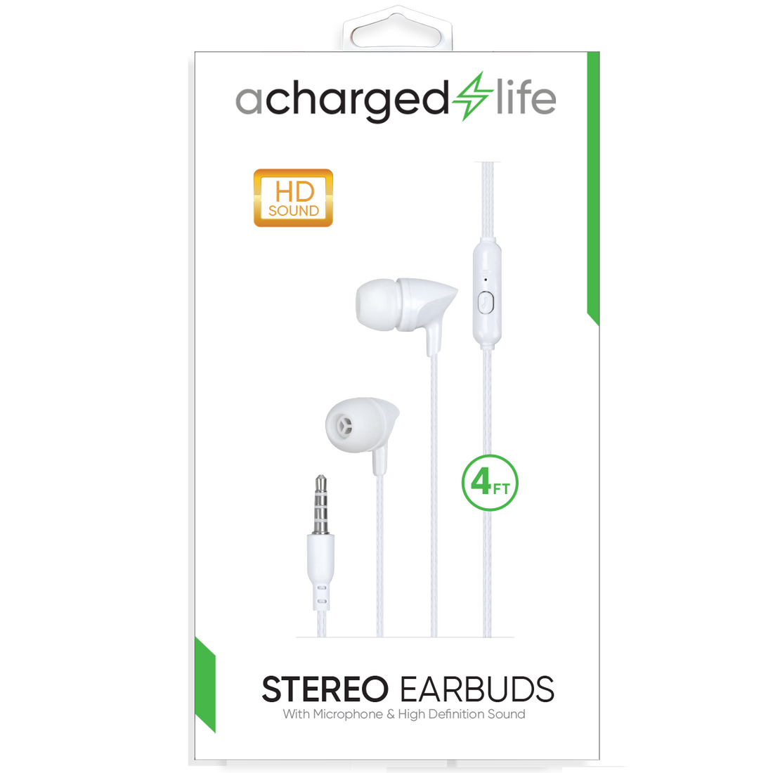 CL301 - Stereo Earbuds w/Built-in Mic 4Ft White
